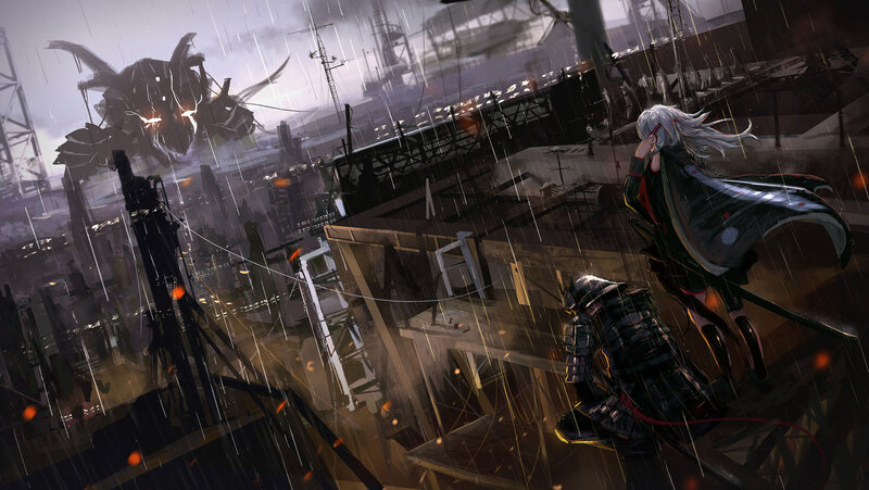 Two Figures on Rooftop — Gray