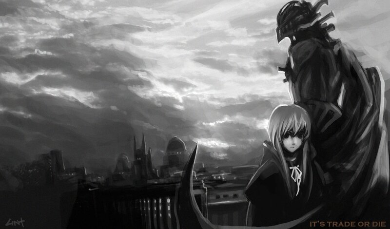 Two Figures Overlooking City