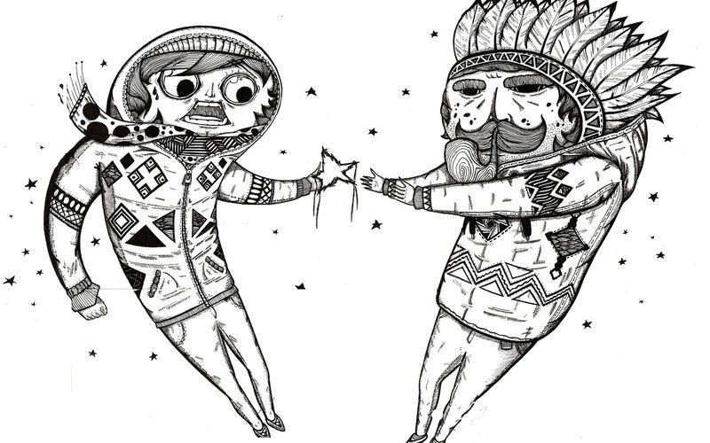 two figures reaching for stars