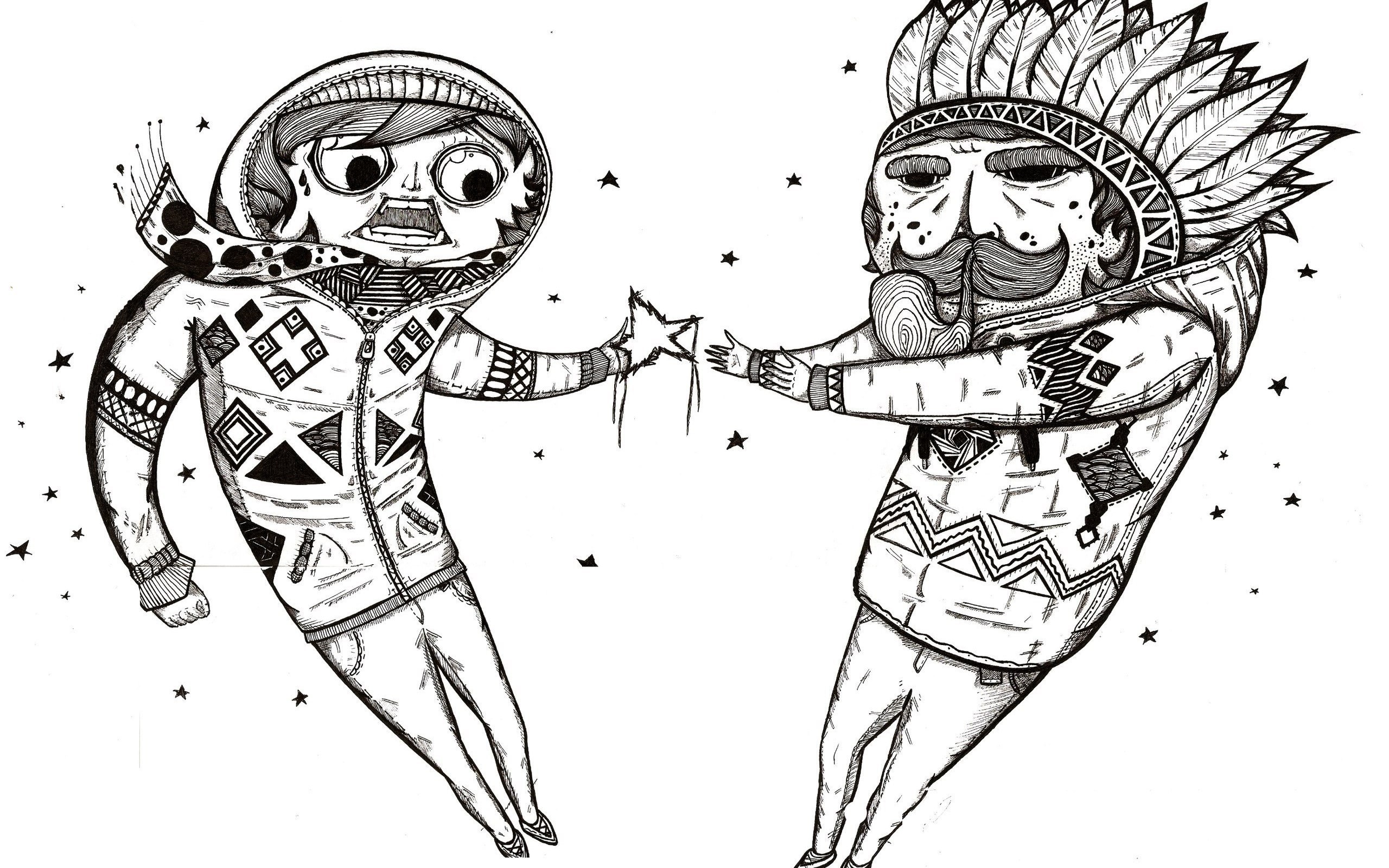 two figures reaching for stars