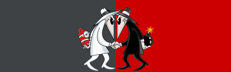 Two Figures Shaking Hands — Red, Dramatic