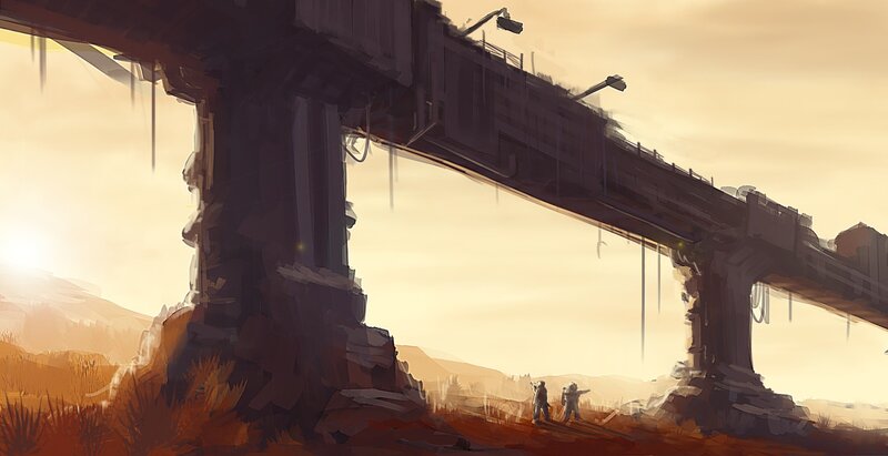 Two Figures under Bridge