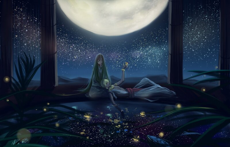 Two Figures under Moon