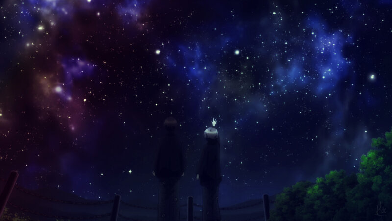 Two Figures under Stars — Blue, Serene