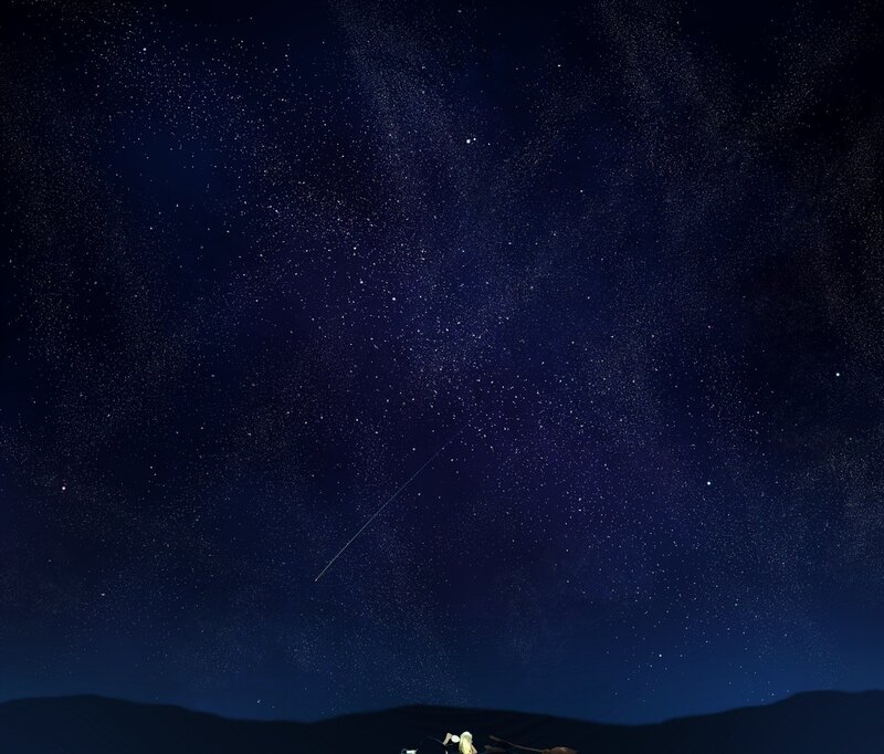 Two Figures under Stars — Blue