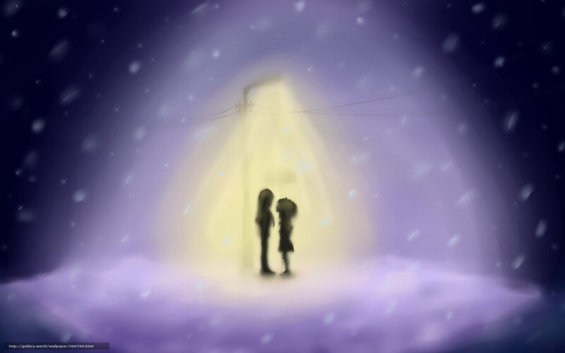 Two Figures under Streetlight — Purple