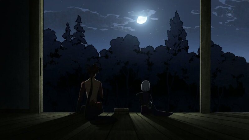 Two figures under the moonlight