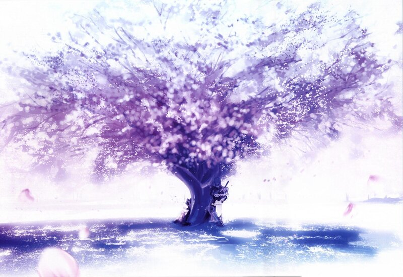 Two Figures under Tree — Purple