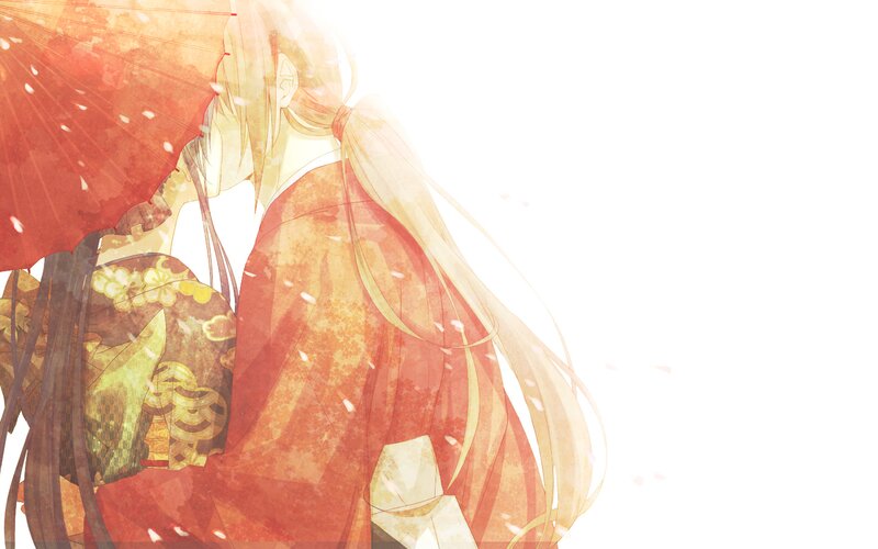 Two Figures under Umbrella — Red