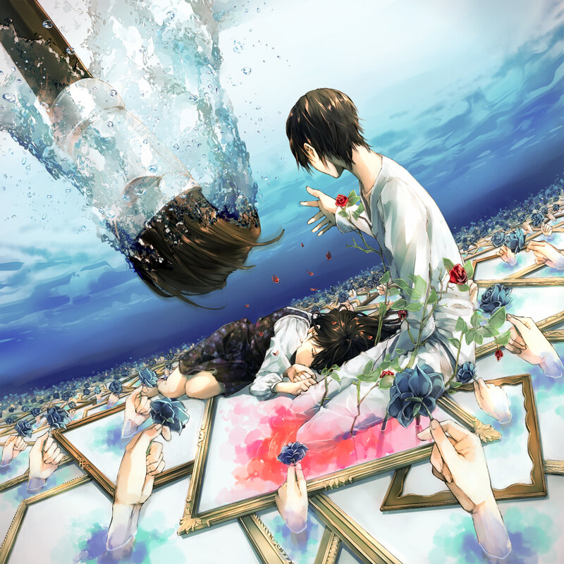 Two Figures Underwater — Blue, Dramatic