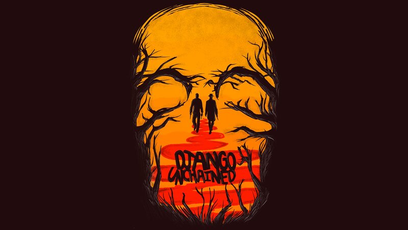Two Figures Walking — Orange