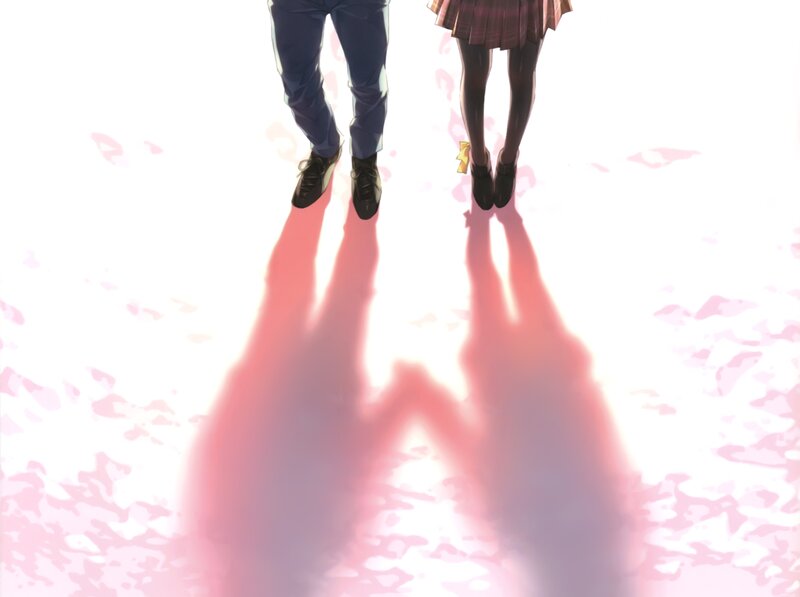 two figures walking together