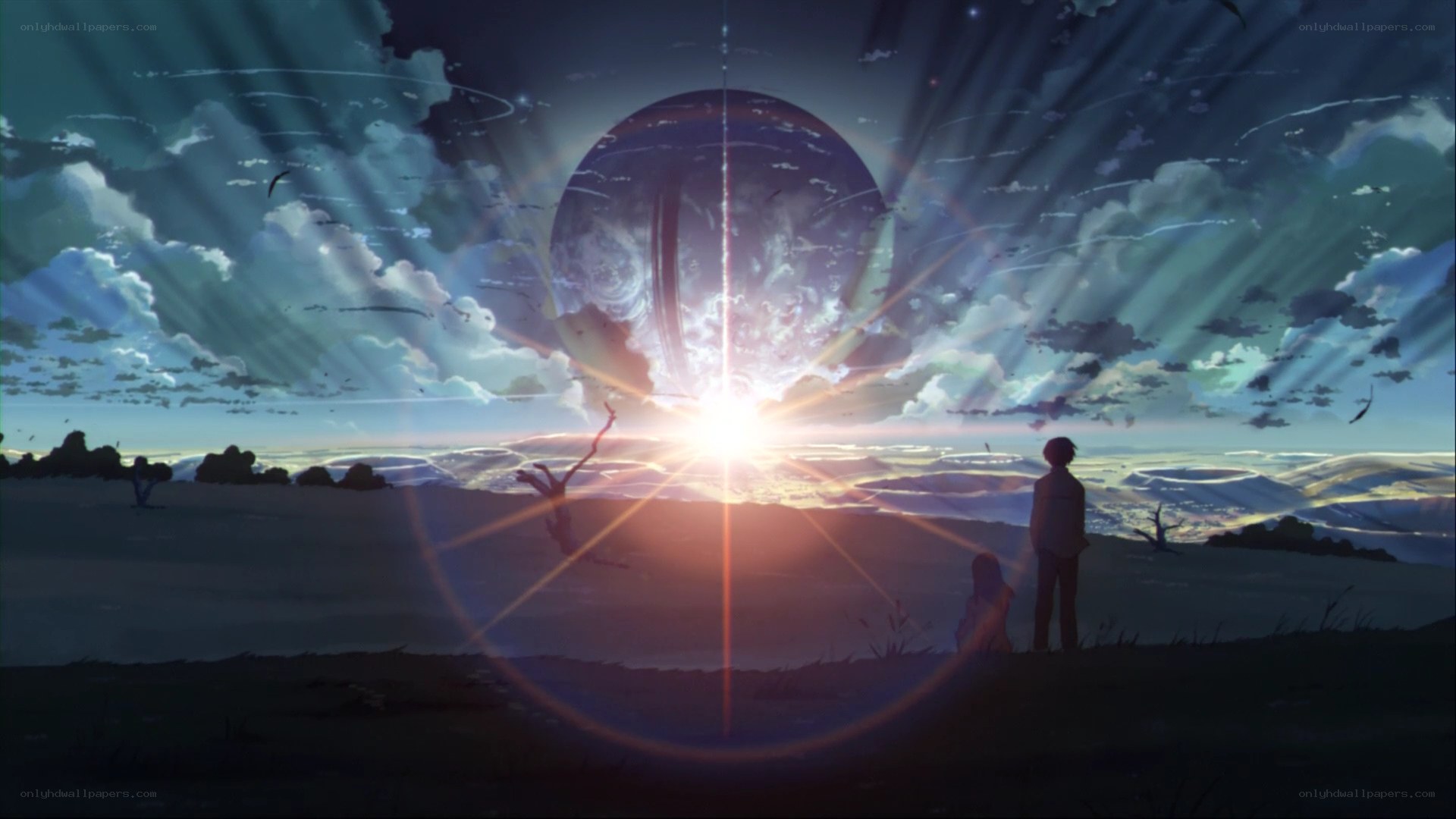 two figures watch a celestial event