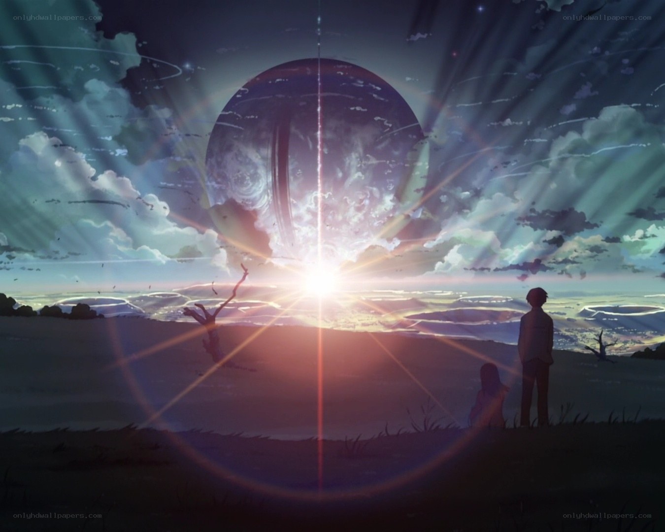 two figures watch a celestial event
