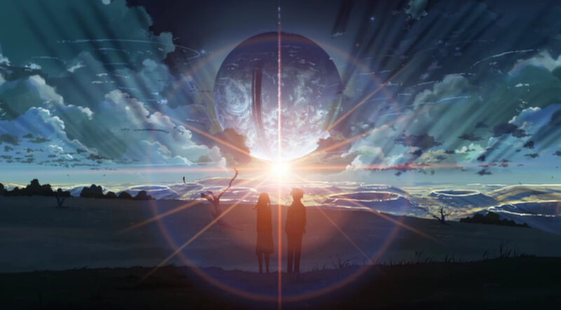 two figures watch a celestial event