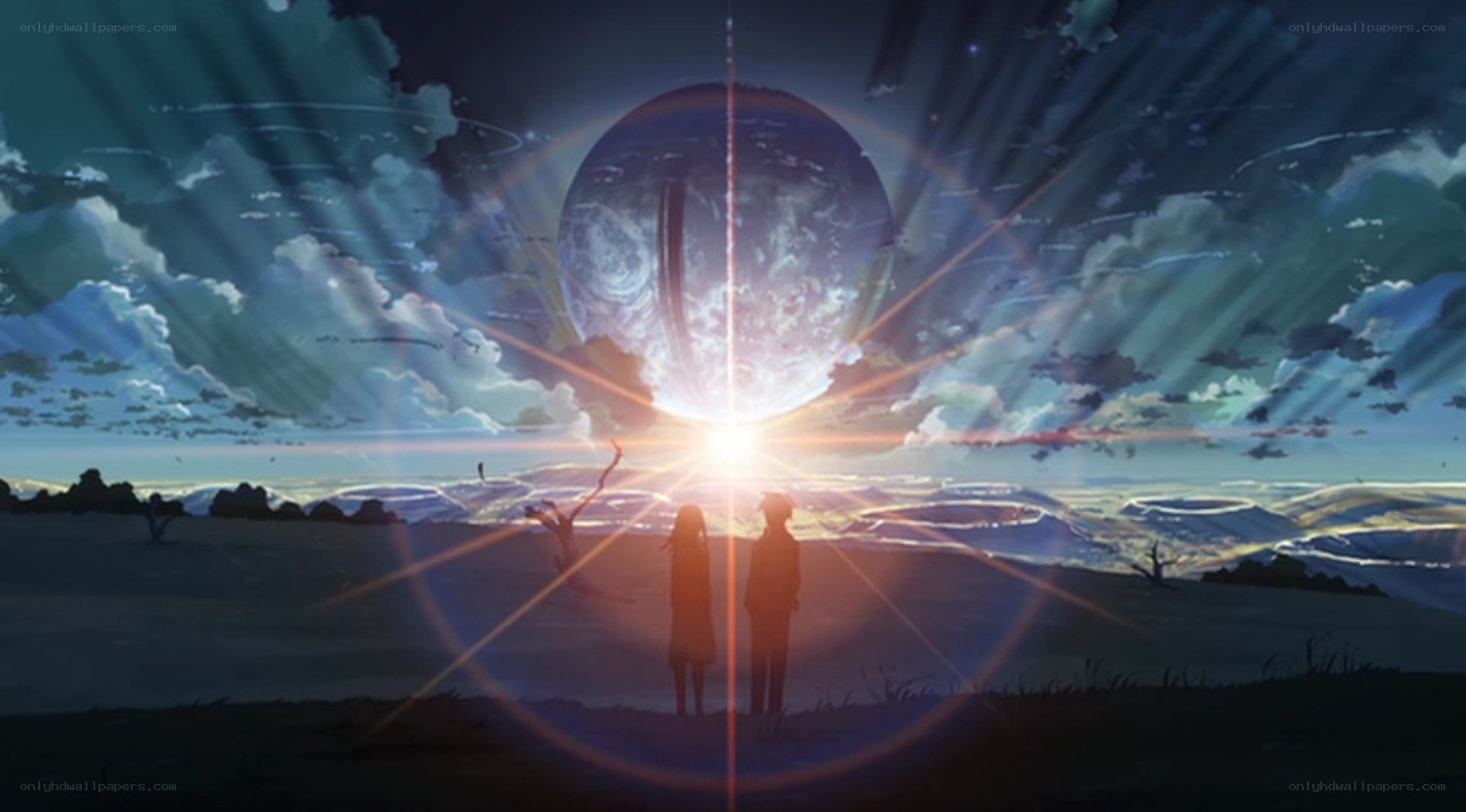 two figures watch a celestial event