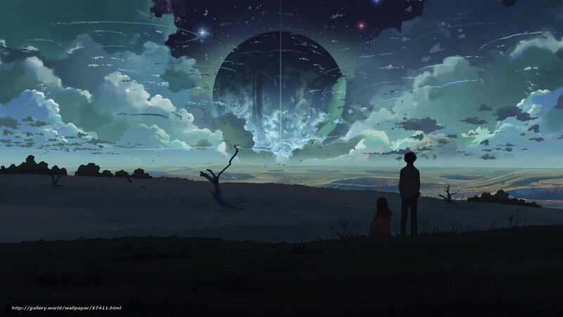 Two figures watch a celestial event