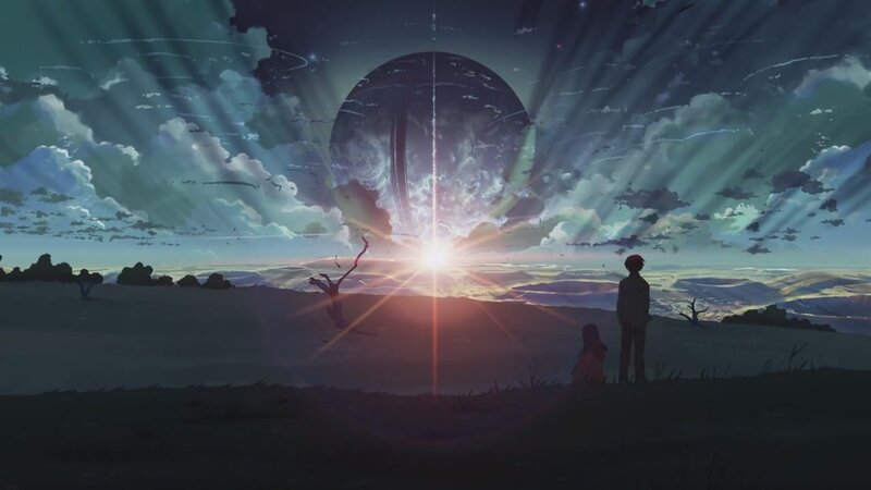 Two Figures Watching a Planet