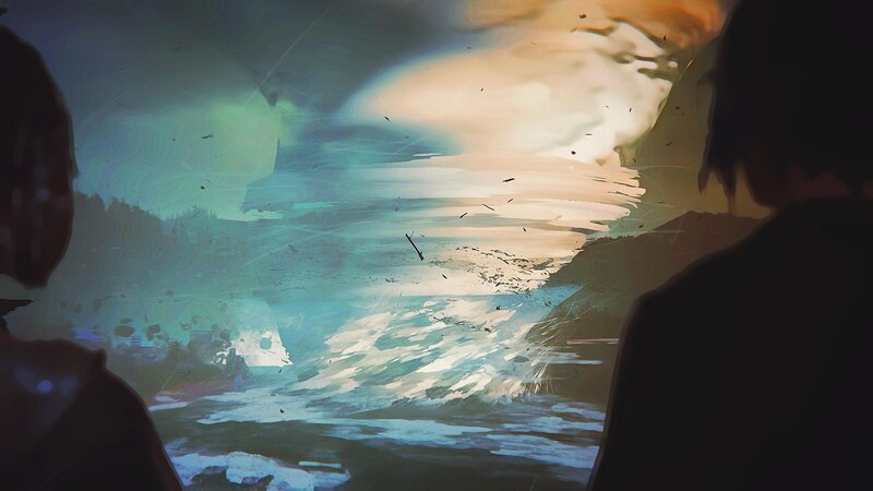 Two Figures Watching Storm
