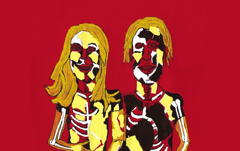 Two Figures with Exposed Skeletons