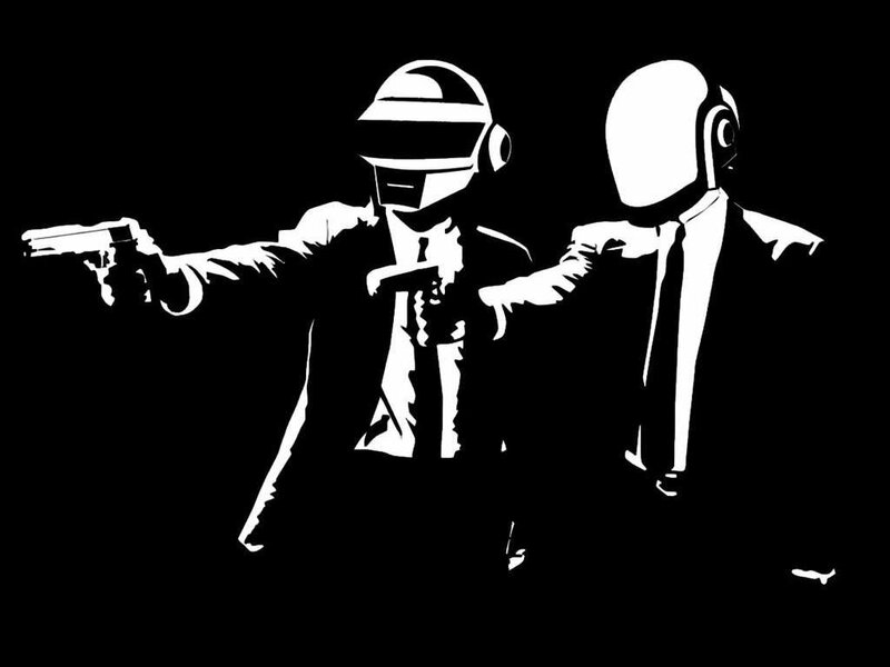 Two Figures with Guns — Black