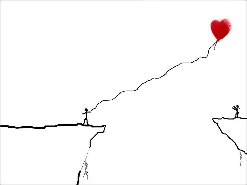 Two Figures with Heart Balloon
