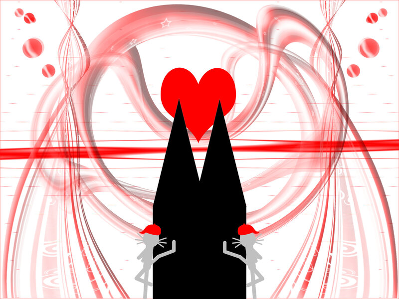 Two Figures with Heart — Red