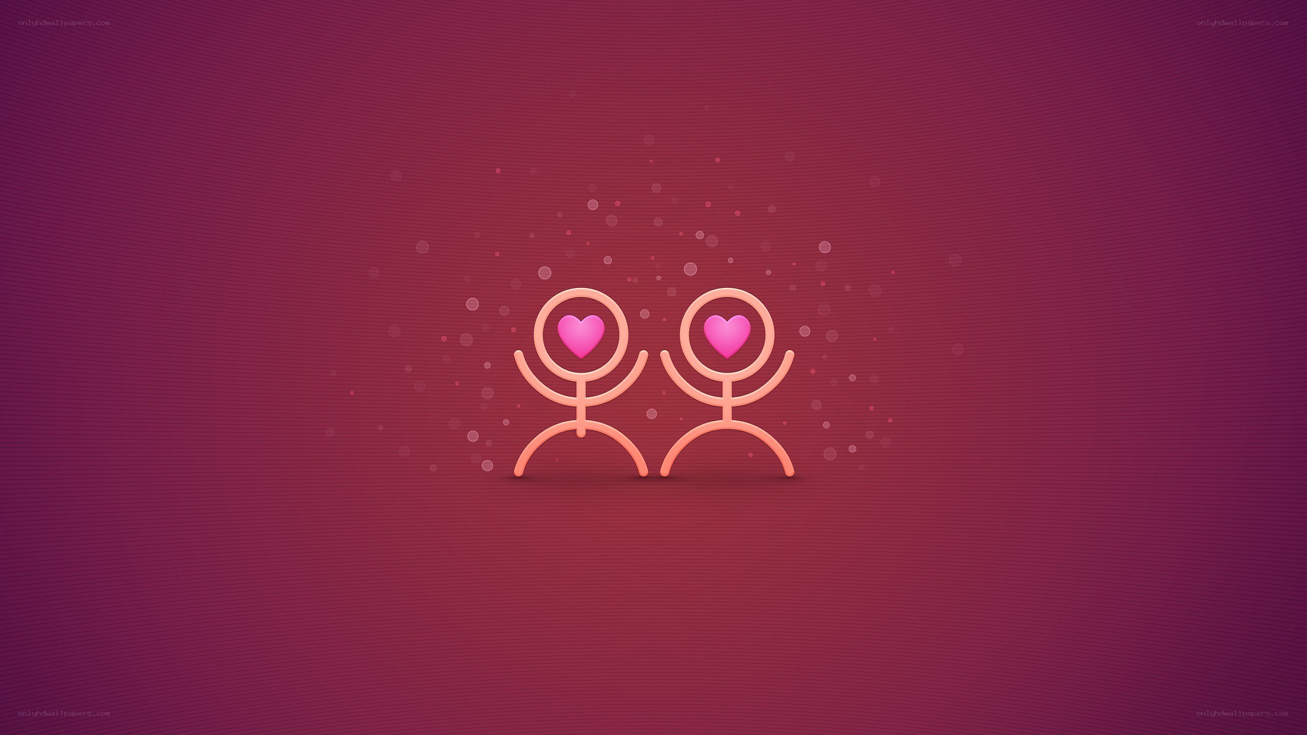 Two figures with hearts