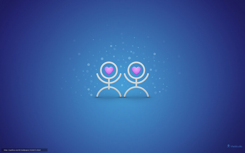 Two figures with hearts
