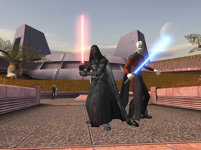Two Figures with Lightsabers — Gray