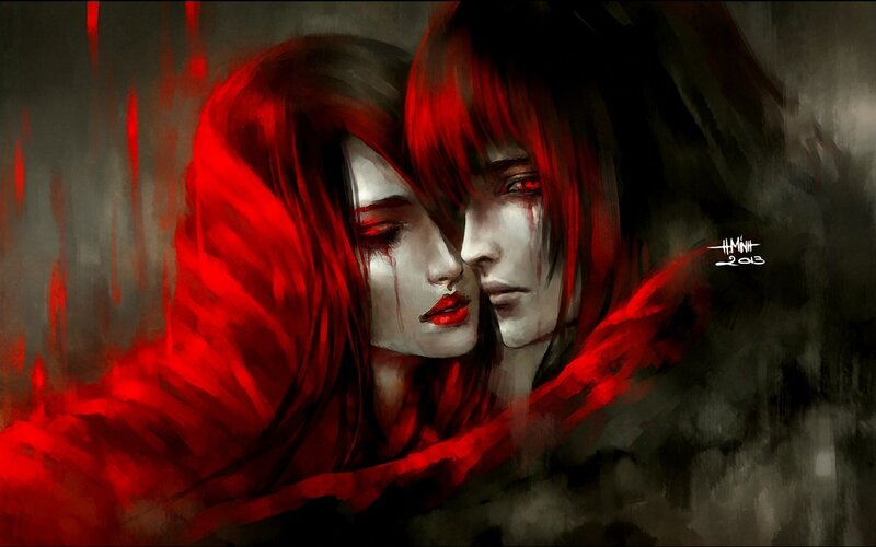 Two Figures with Red Hair — Dramatic
