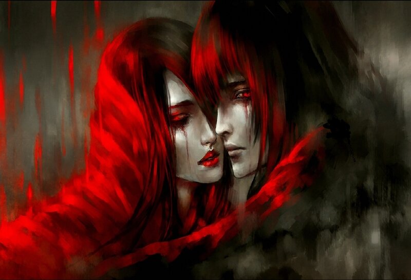 Two Figures with Red Hair
