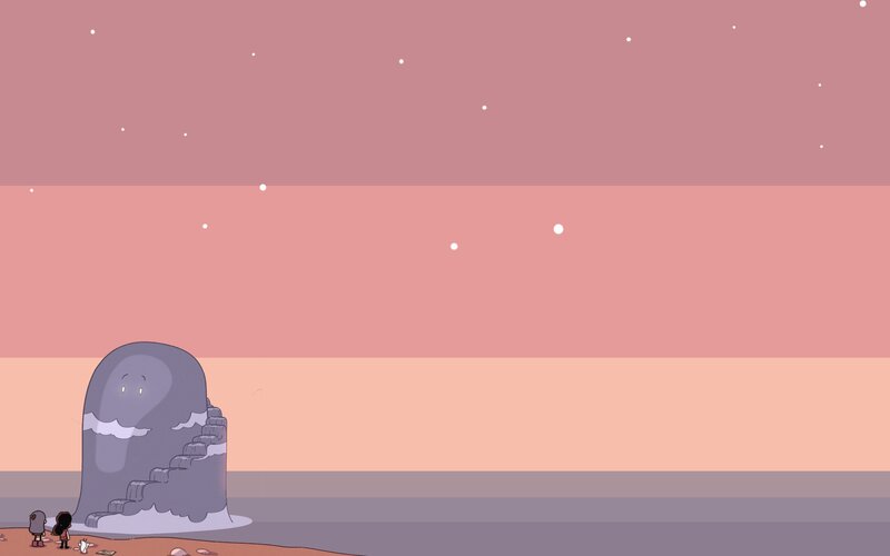Two Figures with Stone Creature