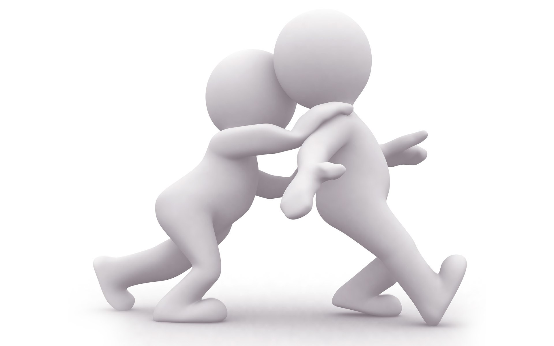 Two figures wrestling