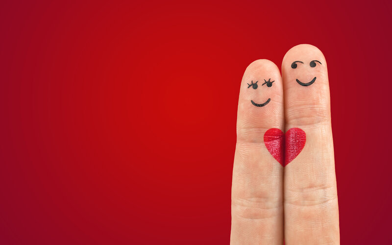 Two Fingers with Faces — Red, Happy