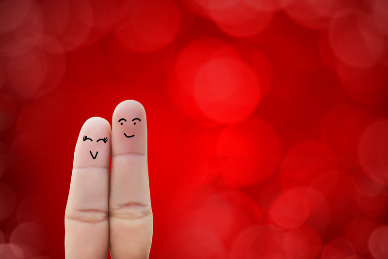 Two Fingers with Faces — Red, Romantic
