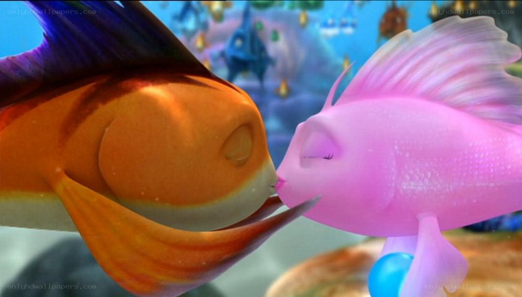 two fish kissing underwater