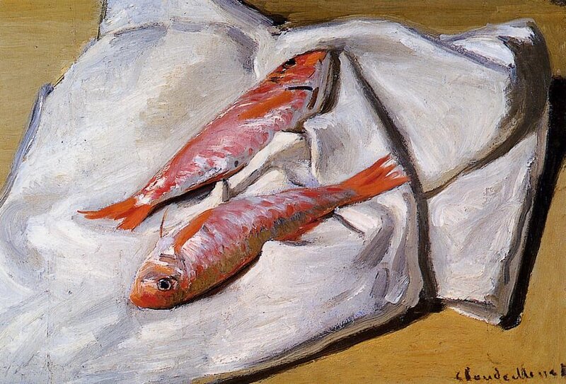 Two fish on a cloth