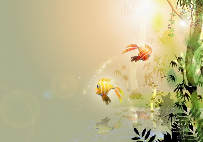 Two Fish Swimming — Yellow