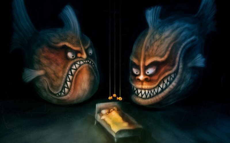 Two Fish Watching a Baby