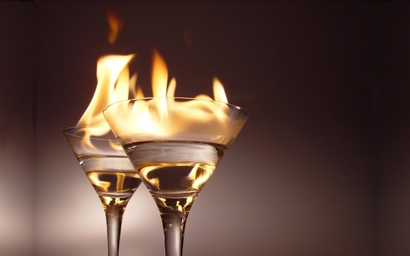 Two Flaming Cocktails