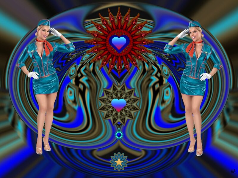 Two Flight Attendants — Blue, Fantastical