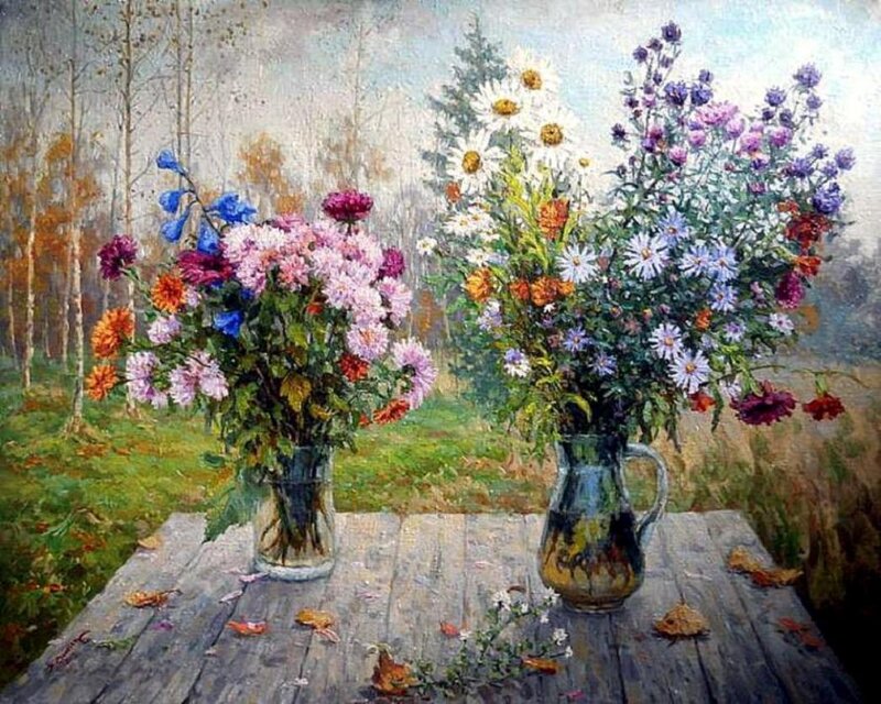 Two Flower Bouquets — Green
