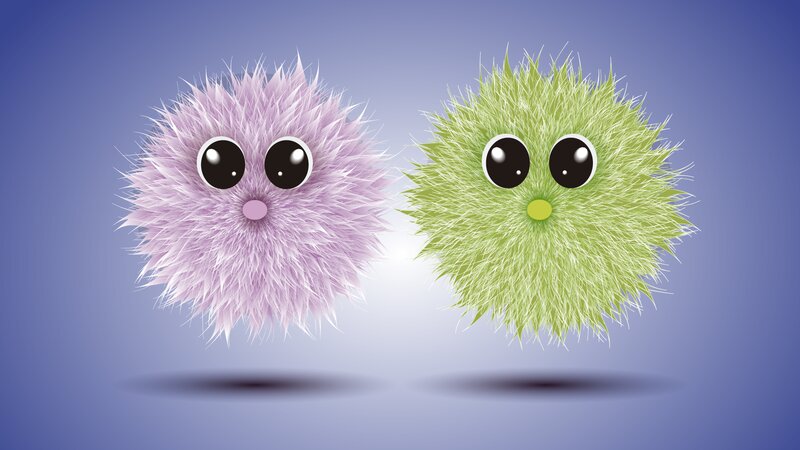 Two Fluffy Creatures — Purple