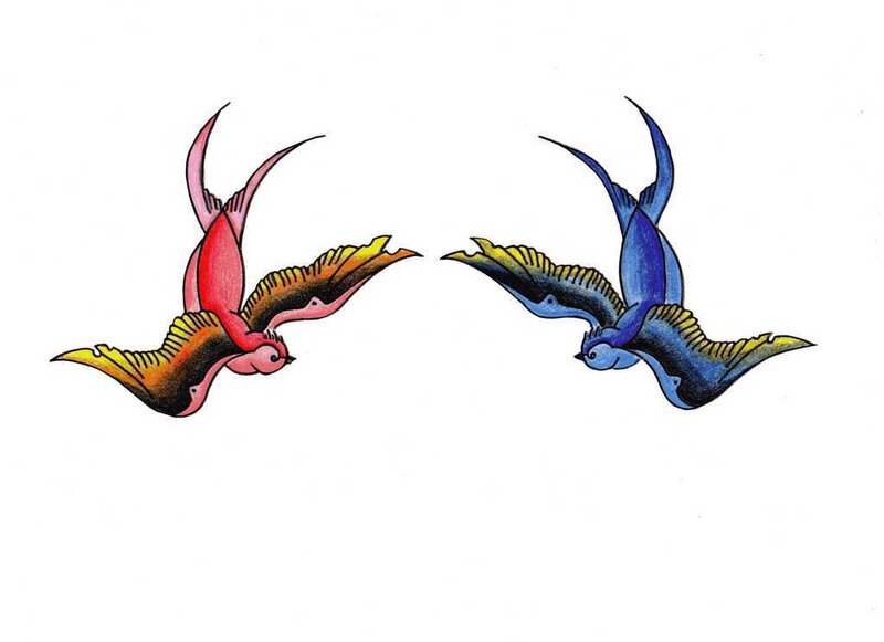 two flying birds tattoo design