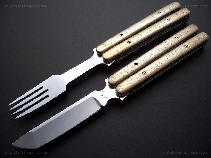 Two folding knives with decorative handles