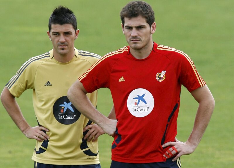 Two football players on a field