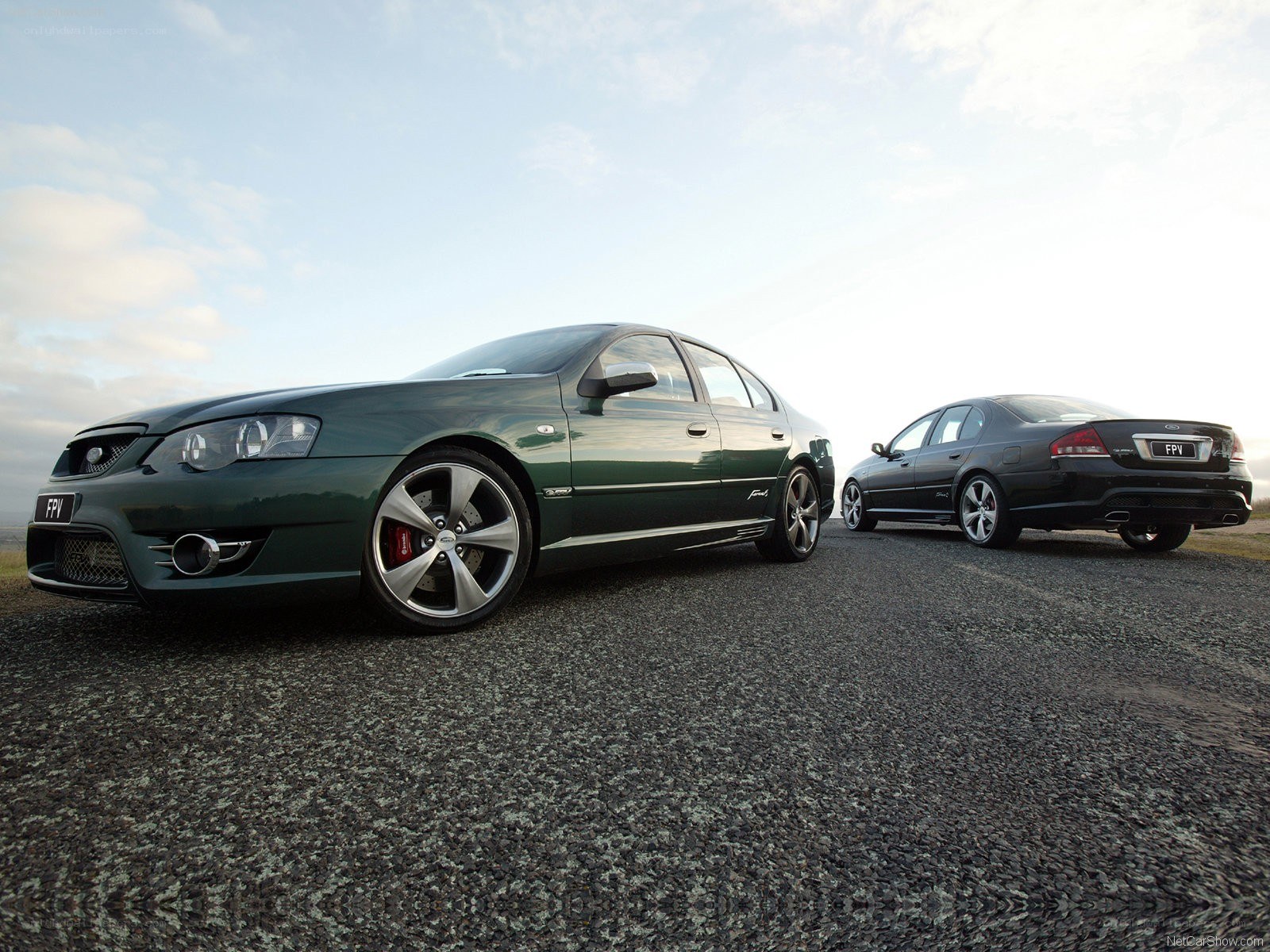 Two Ford FPV cars on a road