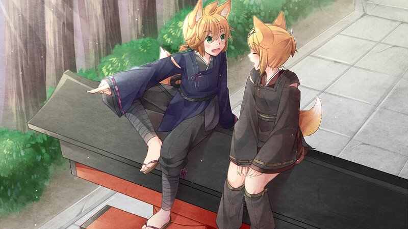 Two Fox-eared Girls — Blue