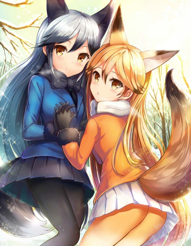 Two Fox Girls Hugging